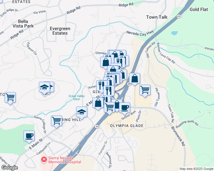 map of restaurants, bars, coffee shops, grocery stores, and more near in Glenbrook