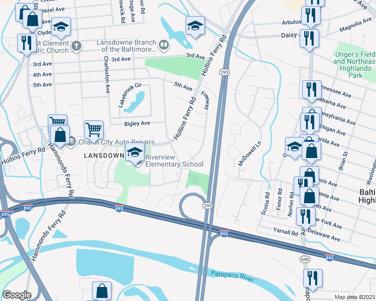 map of restaurants, bars, coffee shops, grocery stores, and more near 902 Niagara Court in Halethorpe
