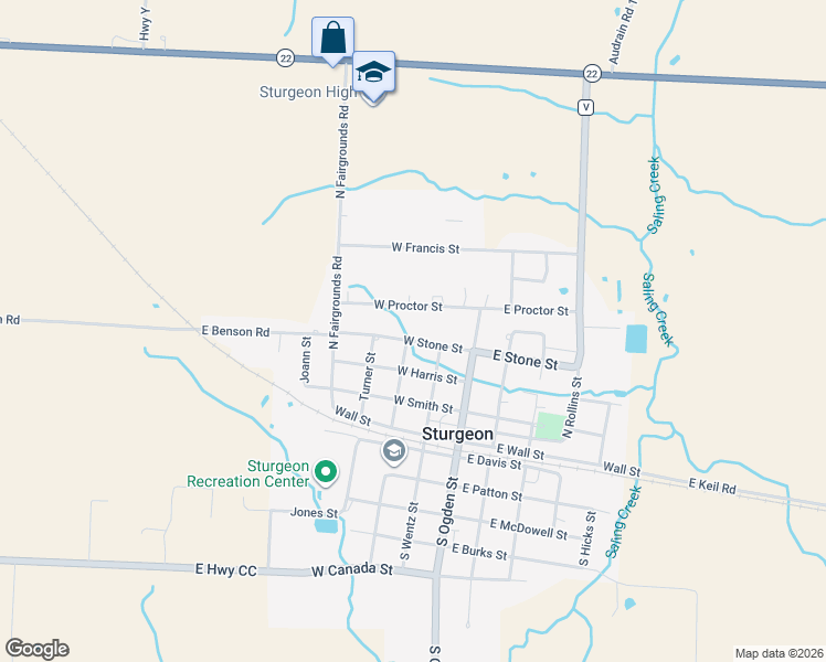 map of restaurants, bars, coffee shops, grocery stores, and more near 312 W Stone St in Sturgeon