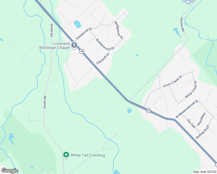 map of restaurants, bars, coffee shops, grocery stores, and more near 6781 Oakland Road in Loveland