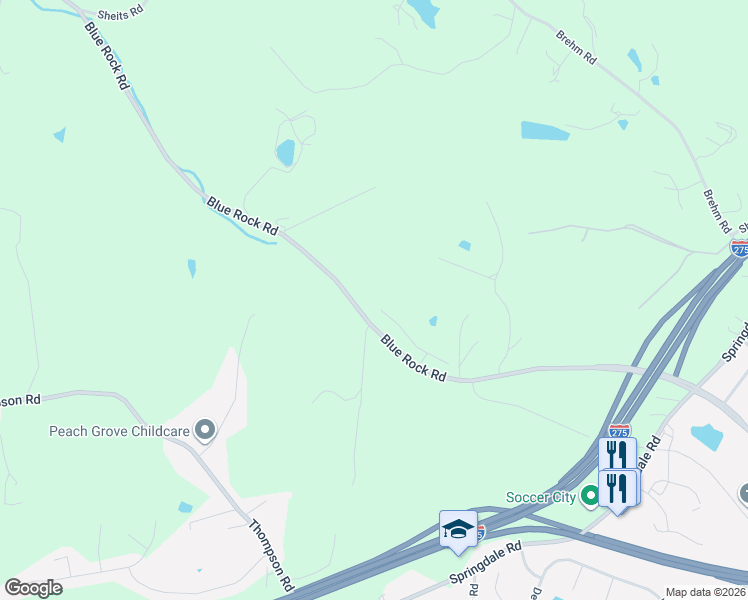 map of restaurants, bars, coffee shops, grocery stores, and more near 5996 Blue Rock Road in Cincinnati