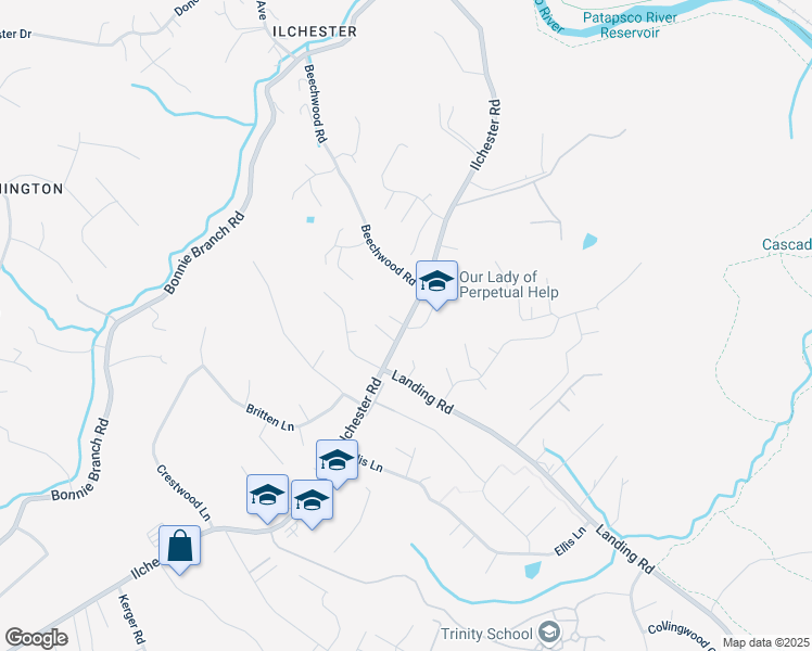 map of restaurants, bars, coffee shops, grocery stores, and more near 4877 Ilchester Road in Ellicott City