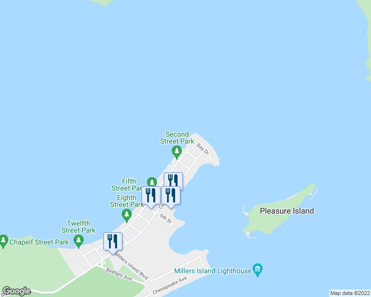 map of restaurants, bars, coffee shops, grocery stores, and more near 9200 Hinton Avenue in Edgemere