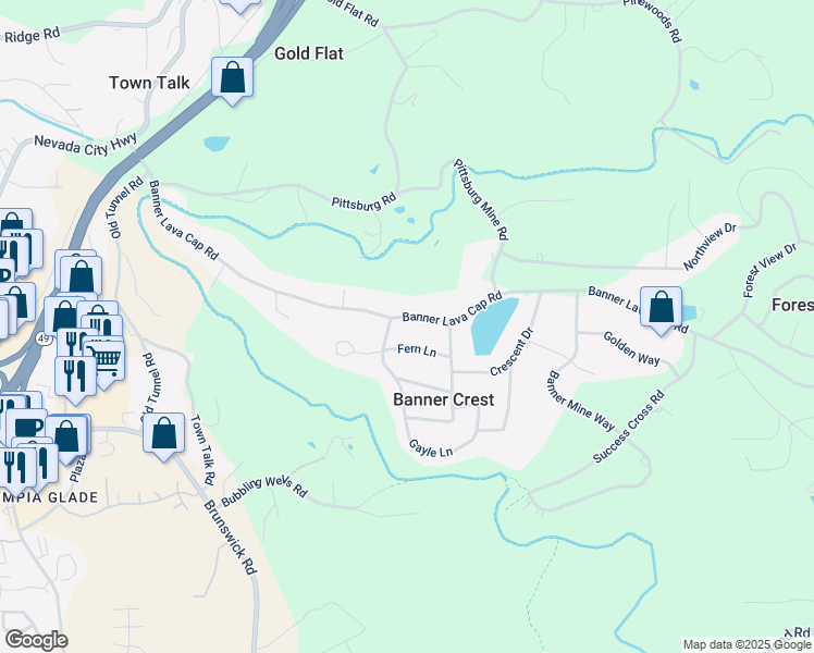 map of restaurants, bars, coffee shops, grocery stores, and more near 10655 Banner Lava Cap Road in Nevada City