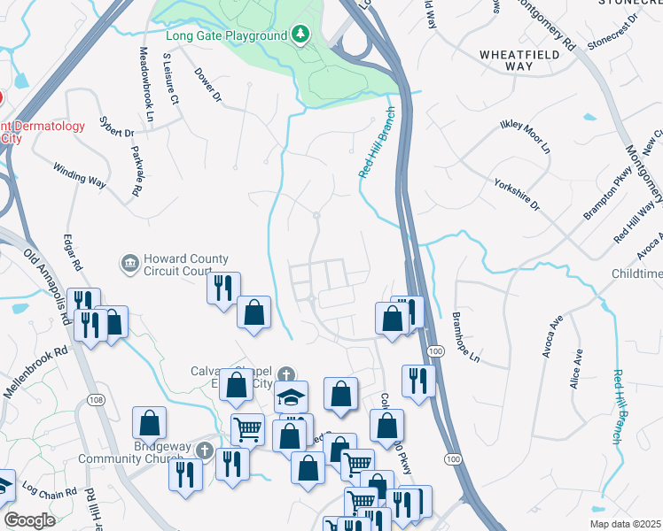 map of restaurants, bars, coffee shops, grocery stores, and more near 8928 Dawson Manor Drive in Ellicott City