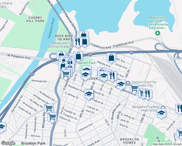 map of restaurants, bars, coffee shops, grocery stores, and more near 3570 Horton Avenue in Baltimore