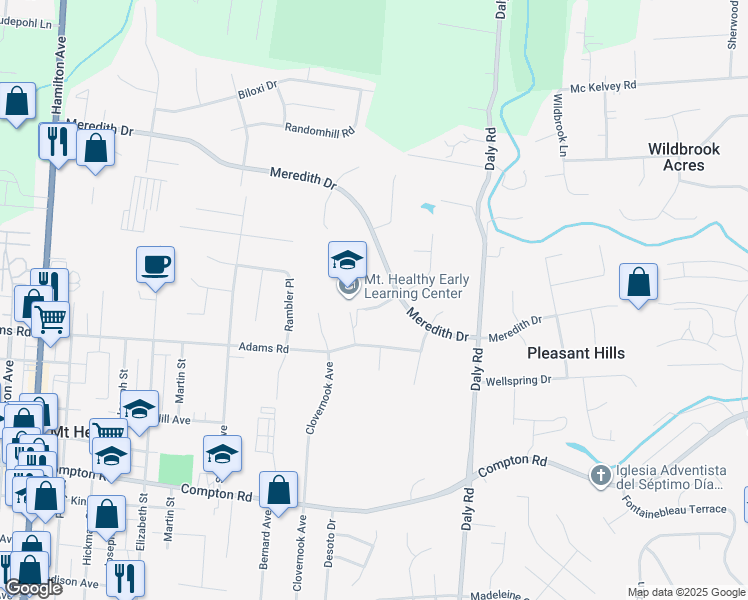 map of restaurants, bars, coffee shops, grocery stores, and more near 1292 Bellune Drive in Cincinnati