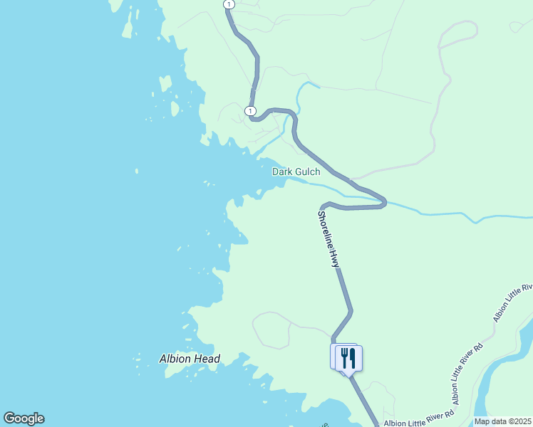 map of restaurants, bars, coffee shops, grocery stores, and more near 4340 California 1 in Albion