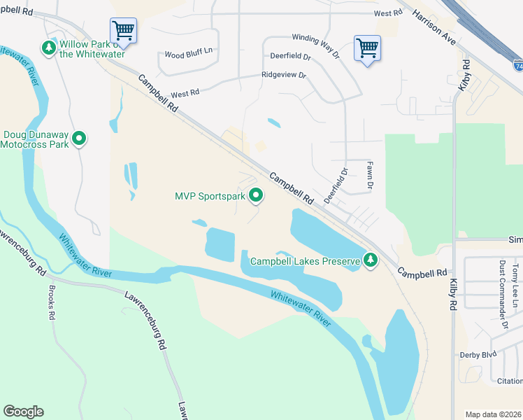 map of restaurants, bars, coffee shops, grocery stores, and more near 10701 Campbell Road in Harrison