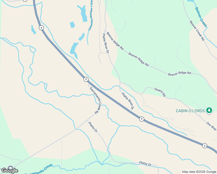 map of restaurants, bars, coffee shops, grocery stores, and more near 267 Platte River Drive in Fairplay