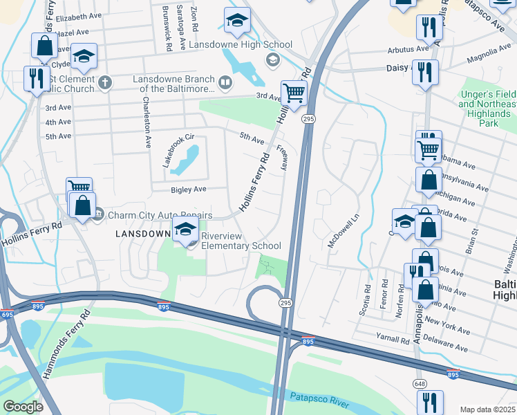 map of restaurants, bars, coffee shops, grocery stores, and more near 912 Imperial Court in Halethorpe