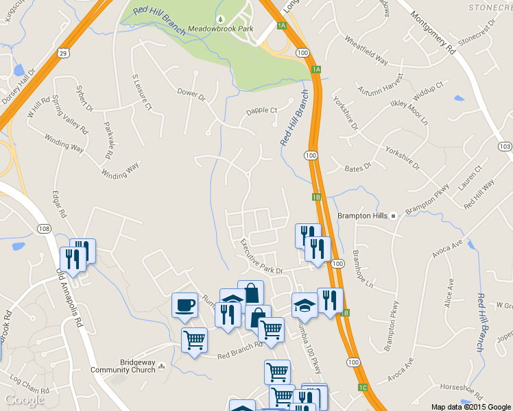map of restaurants, bars, coffee shops, grocery stores, and more near 8870 Montjoy Place in Ellicott City