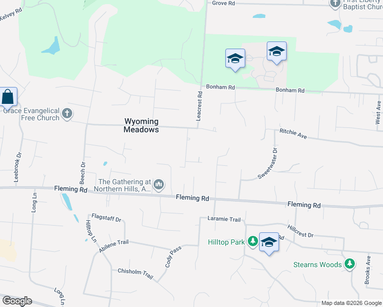 map of restaurants, bars, coffee shops, grocery stores, and more near 9590 Kosta Drive in Cincinnati
