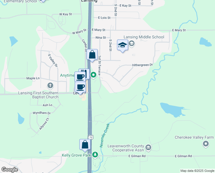 map of restaurants, bars, coffee shops, grocery stores, and more near 314 Reagan Drive in Lansing