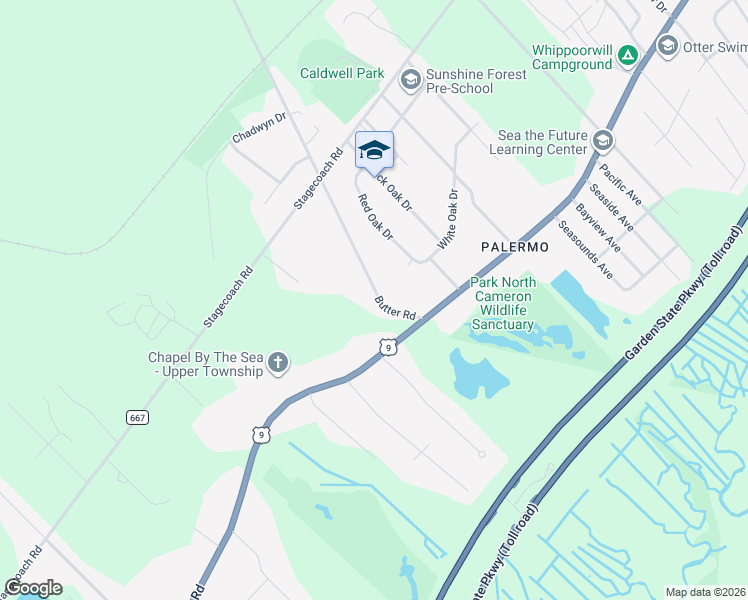 map of restaurants, bars, coffee shops, grocery stores, and more near 40 Butter Road in Ocean View