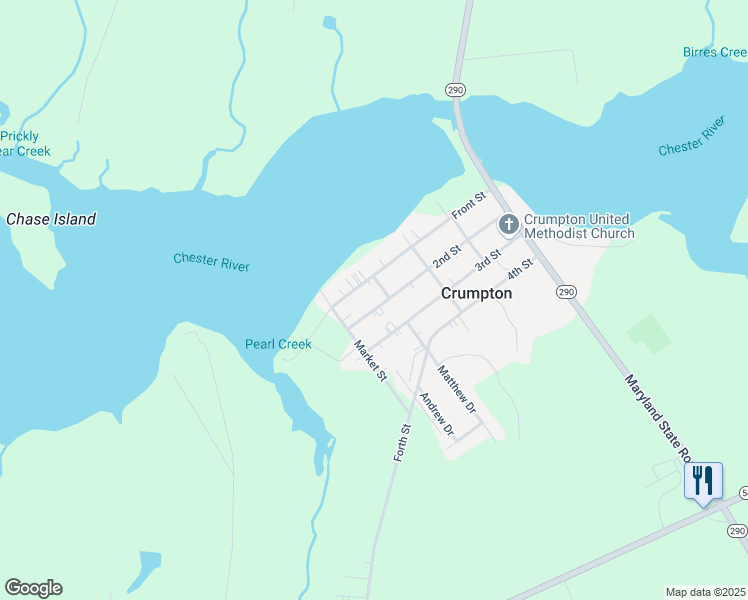 map of restaurants, bars, coffee shops, grocery stores, and more near 108 Merchant Street in Crumpton