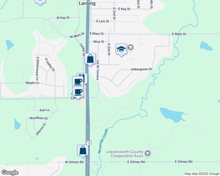 map of restaurants, bars, coffee shops, grocery stores, and more near 314 Reagan Drive in Lansing