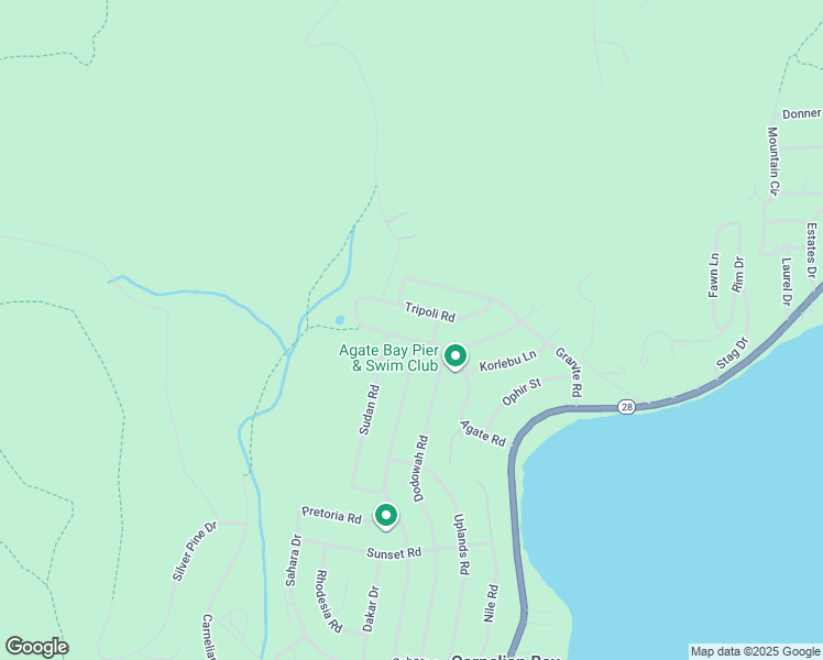 map of restaurants, bars, coffee shops, grocery stores, and more near 631 Agate Road in Carnelian Bay