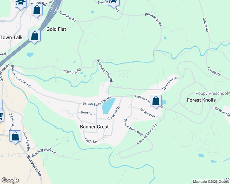 map of restaurants, bars, coffee shops, grocery stores, and more near 11274 Crescent Drive in Nevada City