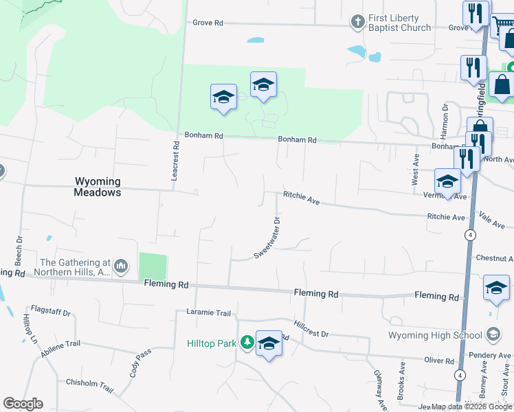 map of restaurants, bars, coffee shops, grocery stores, and more near 310 Ritchie Avenue in Cincinnati