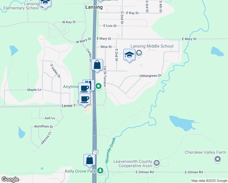 map of restaurants, bars, coffee shops, grocery stores, and more near 206 Fawn Valley Street in Lansing