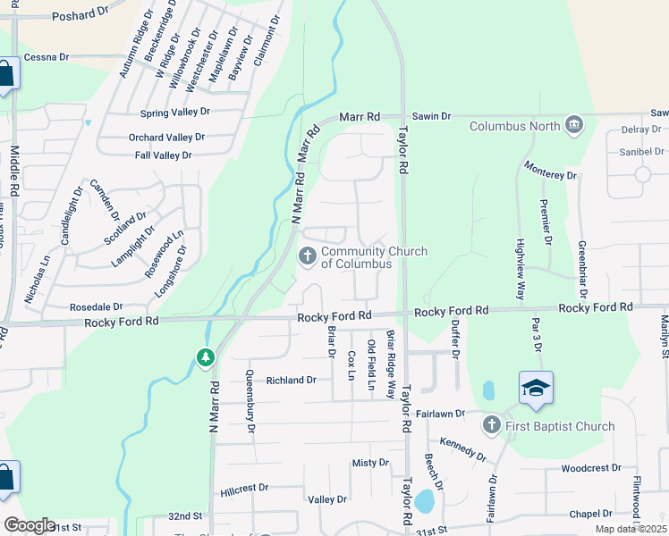 map of restaurants, bars, coffee shops, grocery stores, and more near 3704 Ironwood Court in Columbus