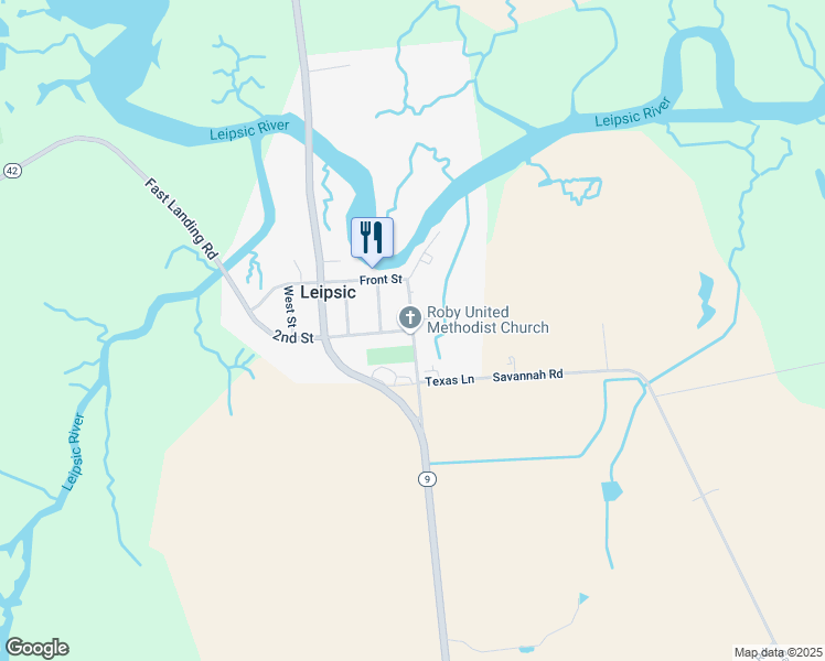 map of restaurants, bars, coffee shops, grocery stores, and more near Main Street in Leipsic