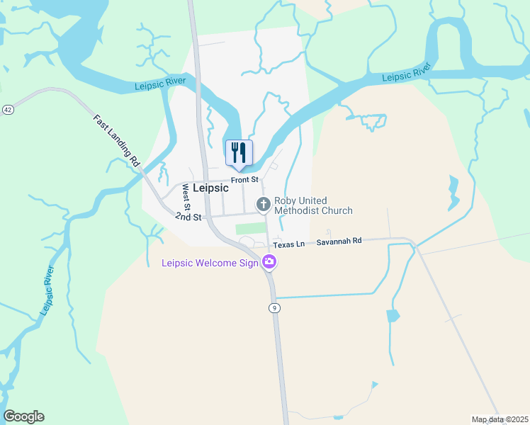 map of restaurants, bars, coffee shops, grocery stores, and more near Main Street in Leipsic