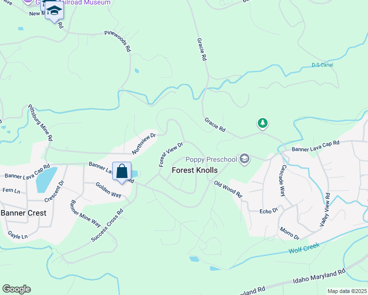 map of restaurants, bars, coffee shops, grocery stores, and more near 11693 Forest View Drive in Nevada City