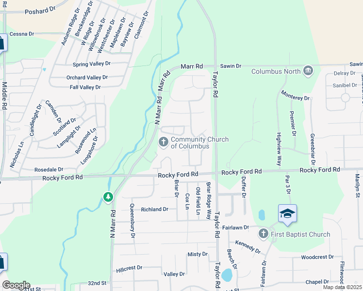 map of restaurants, bars, coffee shops, grocery stores, and more near 3704 Ironwood Court in Columbus