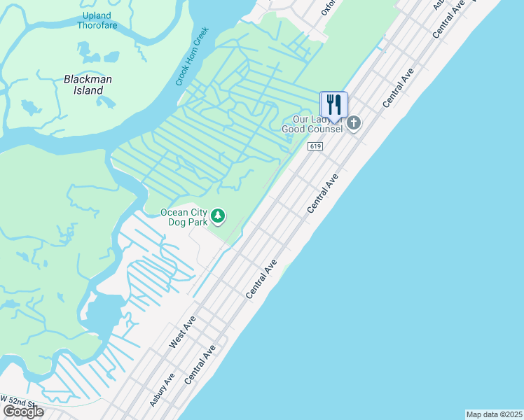 map of restaurants, bars, coffee shops, grocery stores, and more near 4316 West Avenue in Ocean City