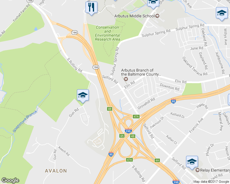 map of restaurants, bars, coffee shops, grocery stores, and more near 20 Ramsgate Court in Halethorpe