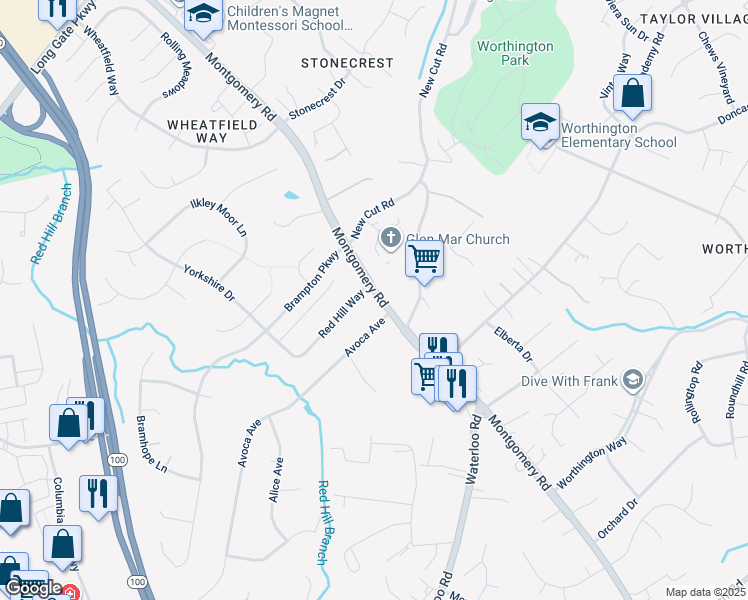 map of restaurants, bars, coffee shops, grocery stores, and more near 4769 Montgomery Road in Ellicott City