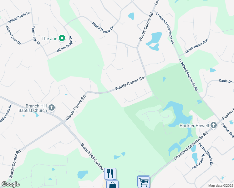 map of restaurants, bars, coffee shops, grocery stores, and more near 763 Wards Corner Road in Loveland