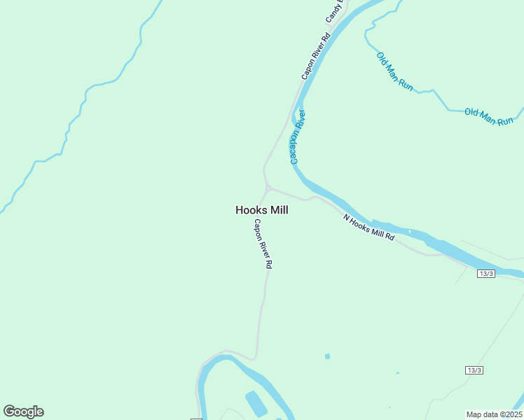 map of restaurants, bars, coffee shops, grocery stores, and more near North Hooks Mill Road in Capon Bridge