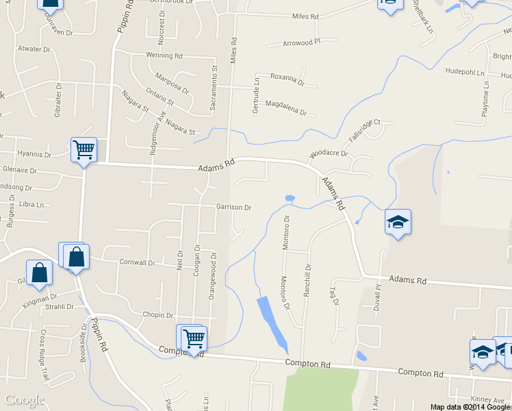 map of restaurants, bars, coffee shops, grocery stores, and more near 2312 Garrison Drive in Cincinnati