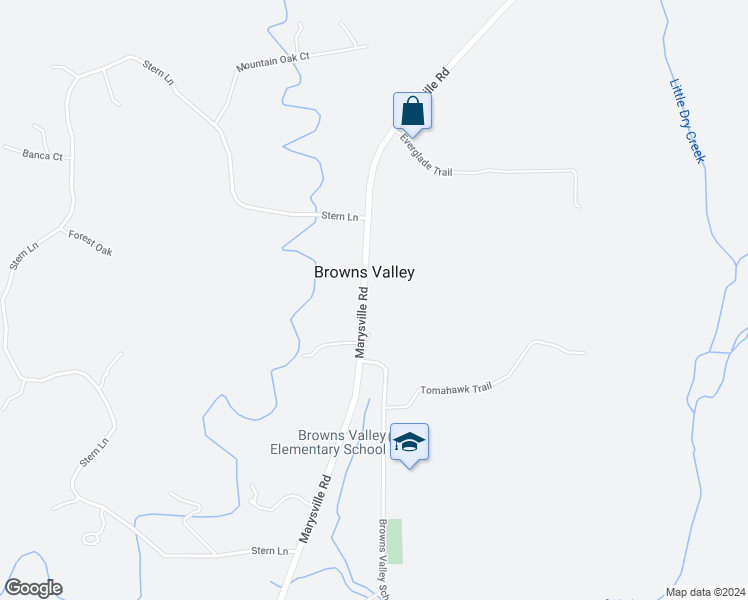 map of restaurants, bars, coffee shops, grocery stores, and more near in Browns Valley