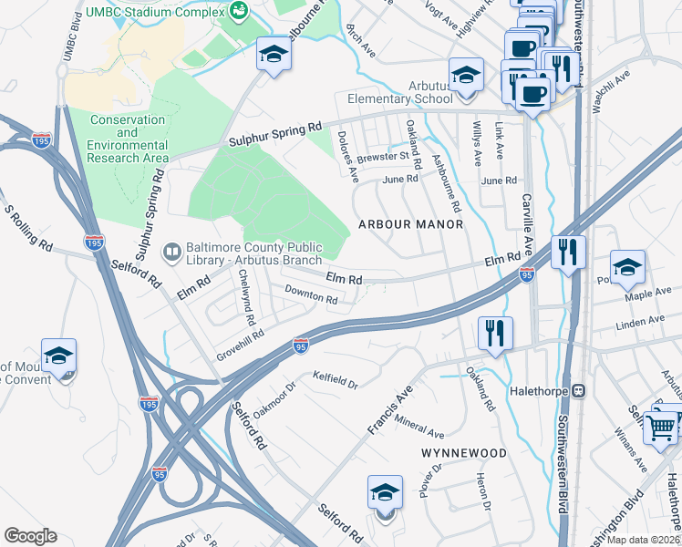 map of restaurants, bars, coffee shops, grocery stores, and more near 1116 Elm Road in Arbutus