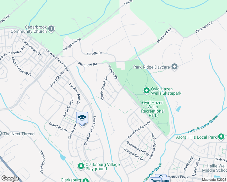 map of restaurants, bars, coffee shops, grocery stores, and more near 23200 Linden Vale Drive in Clarksburg