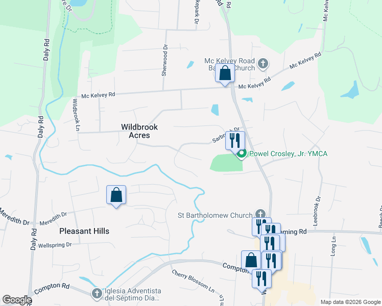 map of restaurants, bars, coffee shops, grocery stores, and more near 940 Belsage Court in Cincinnati