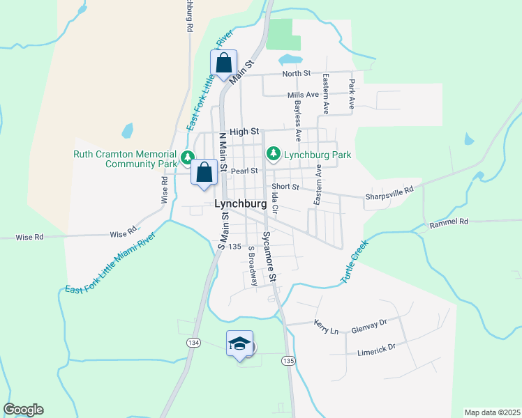 map of restaurants, bars, coffee shops, grocery stores, and more near 225 Sycamore Street in Lynchburg