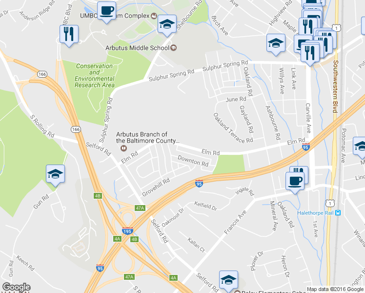 map of restaurants, bars, coffee shops, grocery stores, and more near 1035 Elm Road in Halethorpe