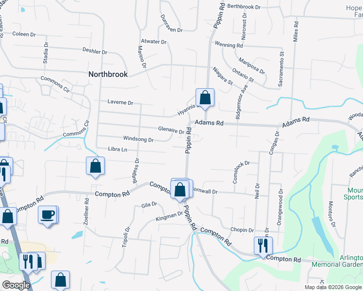 map of restaurants, bars, coffee shops, grocery stores, and more near 9371 Pippin Road in Cincinnati