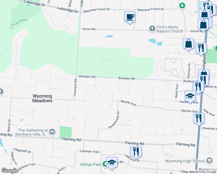 map of restaurants, bars, coffee shops, grocery stores, and more near 310 Ritchie Avenue in Cincinnati