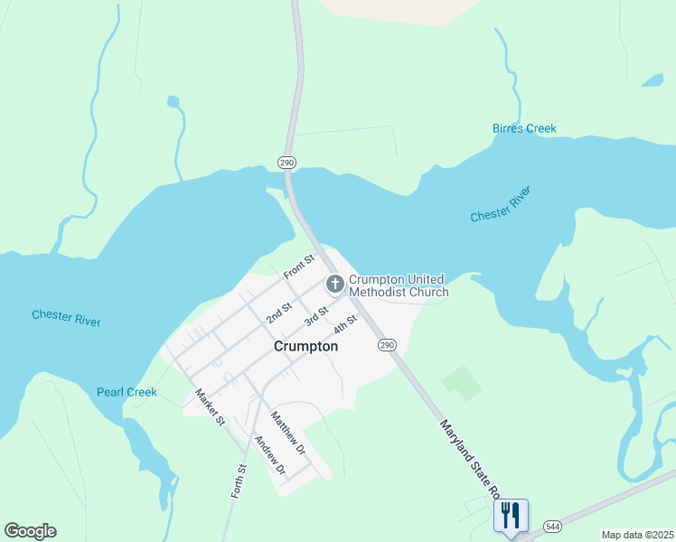 map of restaurants, bars, coffee shops, grocery stores, and more near 319a Broad Street in Crumpton