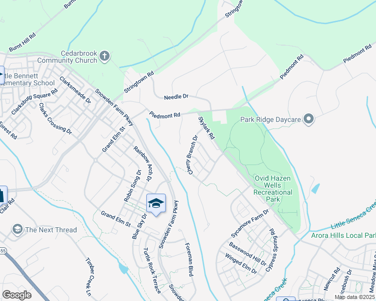 map of restaurants, bars, coffee shops, grocery stores, and more near 12325 Cherry Branch Drive in Clarksburg