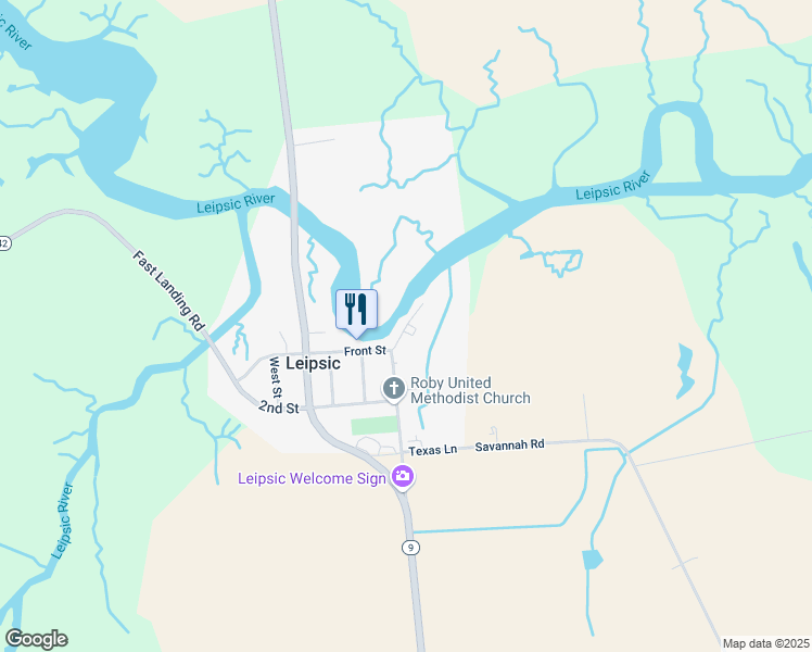 map of restaurants, bars, coffee shops, grocery stores, and more near Lombard Street in Leipsic