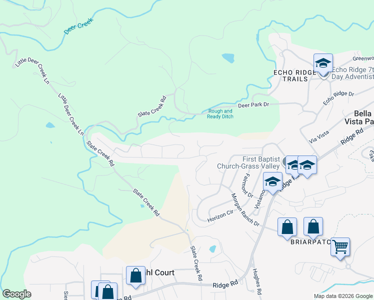 map of restaurants, bars, coffee shops, grocery stores, and more near 793 Morgan Ranch Drive in Grass Valley