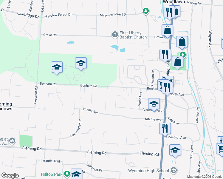 map of restaurants, bars, coffee shops, grocery stores, and more near 1419 Holman View Drive in Cincinnati