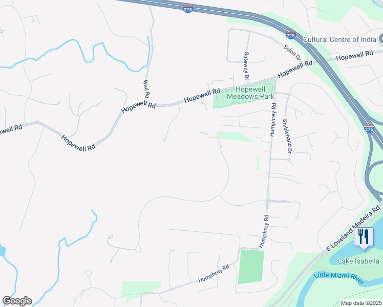 map of restaurants, bars, coffee shops, grocery stores, and more near 9155 Whisperinghill Drive in Cincinnati